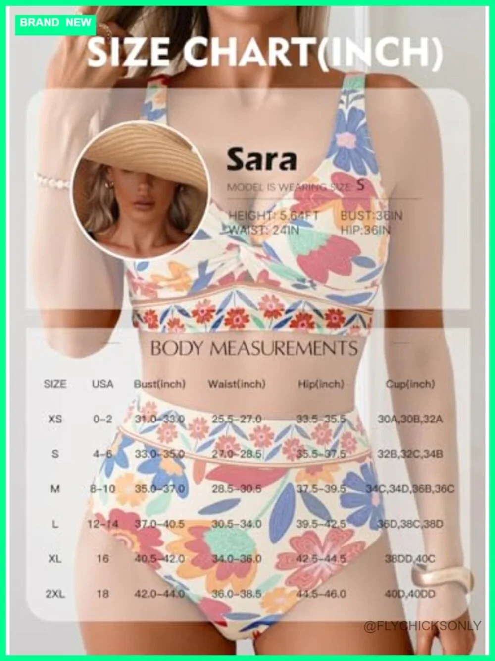 High Waisted Bikini Set Twist Front Floral Print Swimsuits 2 Piece